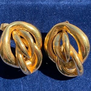 Gold tone pierced earrings very well-made